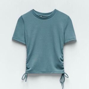 Zara - Ruched Tie Side Ribbed Top